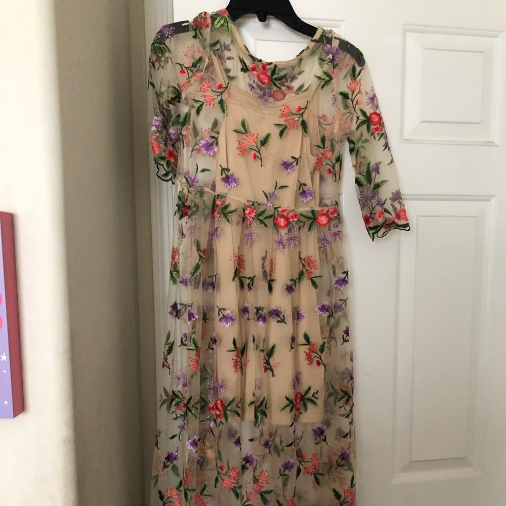 Girls floral dress with slip included